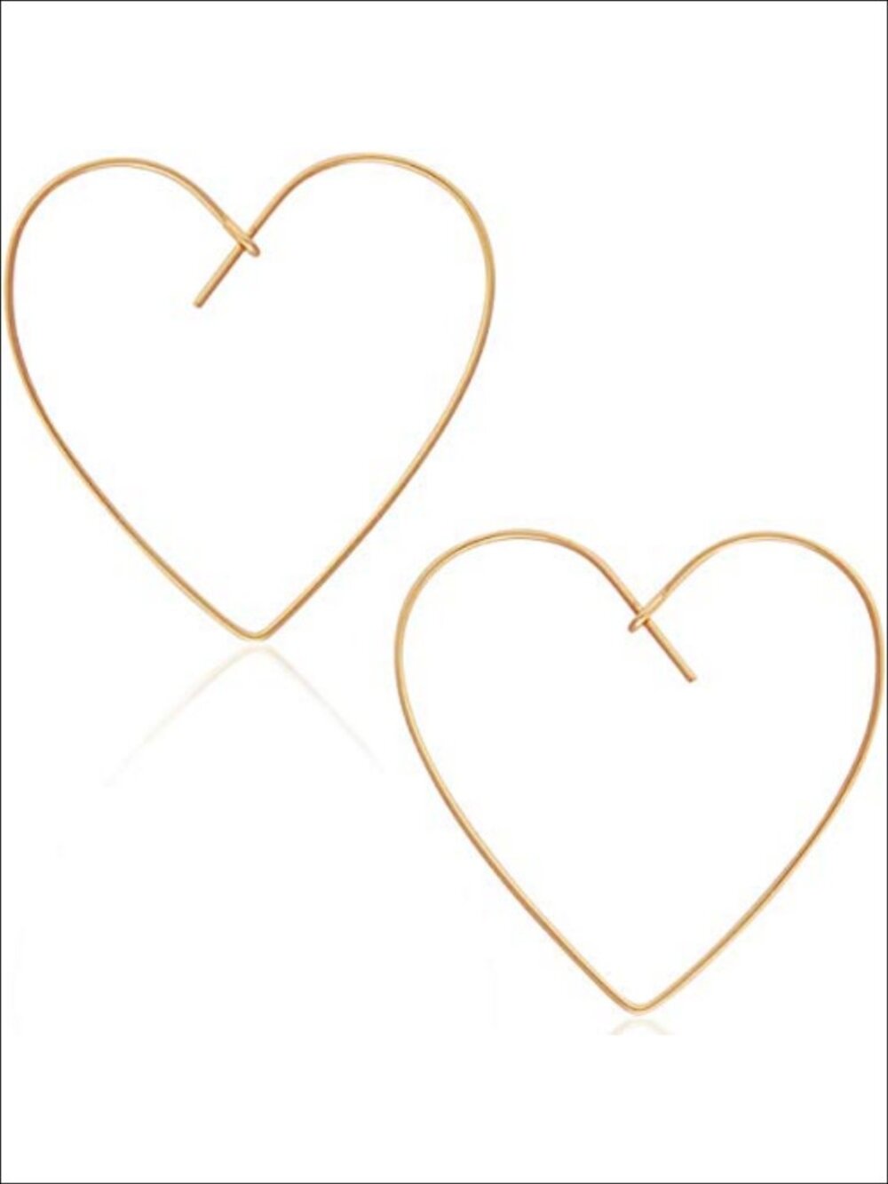 18K Gold Plated Heart Hoop Earrings Threader Drop Dangle